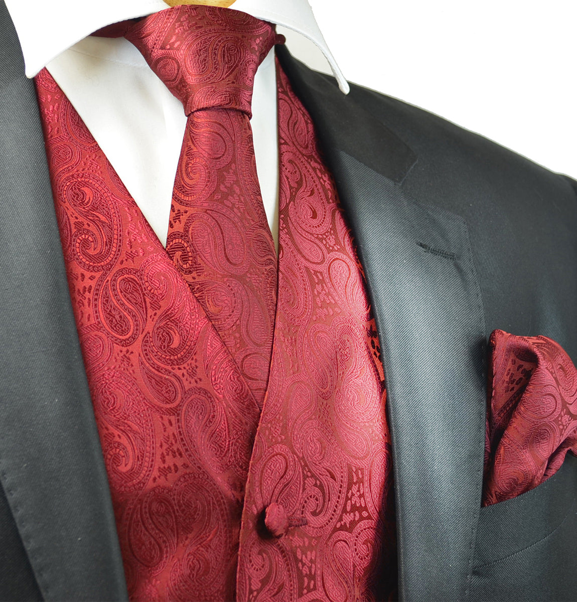 Classic Red Paisley Tuxedo Vest Set | Paul Malone