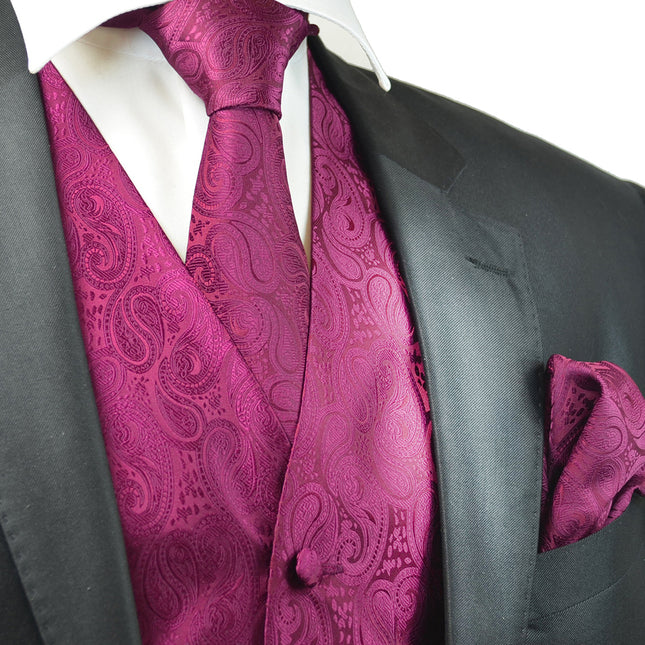 Hot Pink Paisley Tuxedo Vest Set Paul Malone Vest - Paul Malone.com
