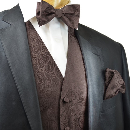 Brown Paisley Tuxedo Vest Set Paul Malone Vest - Paul Malone.com
