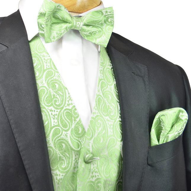 Lime Green Paisley Tuxedo Vest Set Paul Malone Vest - Paul Malone.com