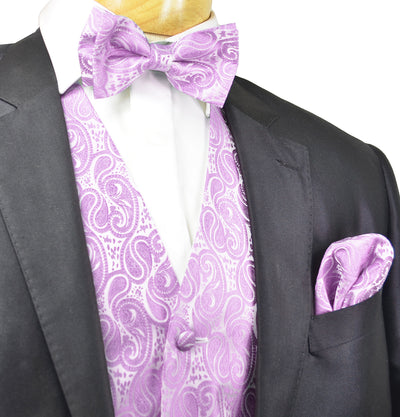 Lavender Paisley Tuxedo Vest Set Paul Malone Vest - Paul Malone.com