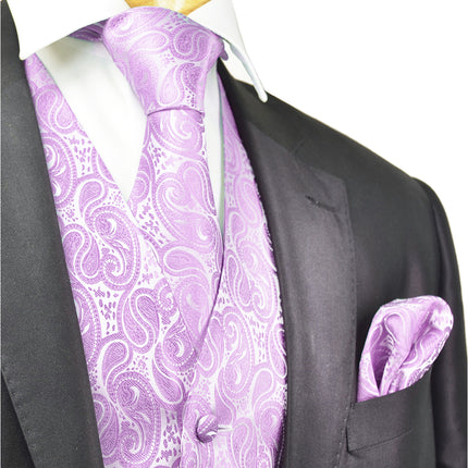 Lavender Paisley Tuxedo Vest Set Paul Malone Vest - Paul Malone.com