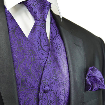 Purple Paisley Tuxedo Vest Set Paul Malone Vest - Paul Malone.com