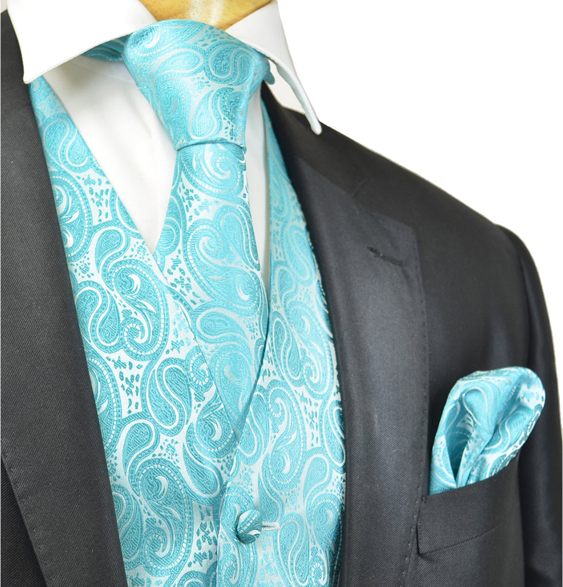 Turquoise Paisley Tuxedo Vest Set – Paul Malone