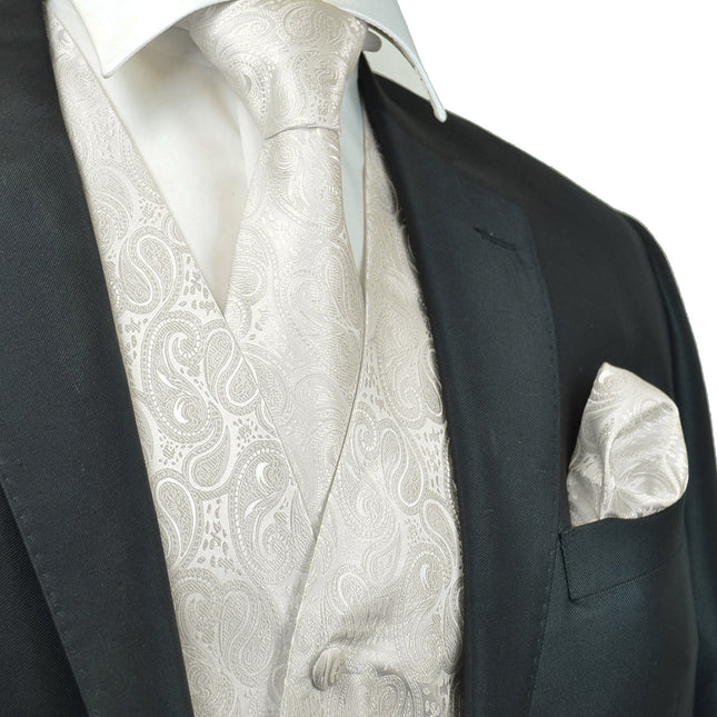 Ivory Paisley Tuxedo Vest Set Paul Malone Vest - Paul Malone.com