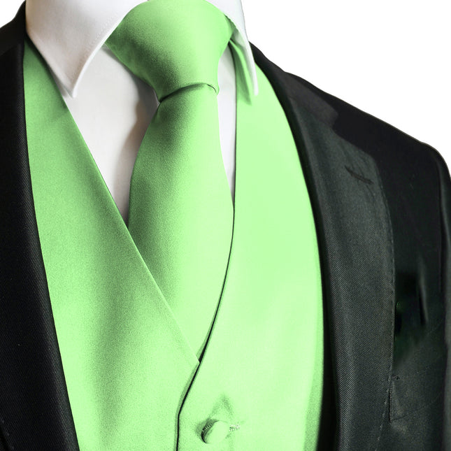 Men's Solid Apple Green Suit Vest Set Vesuvio Napoli Vest - Paul Malone.com