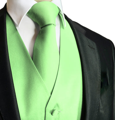 Men's Solid Apple Green Suit Vest Set Vesuvio Napoli Vest - Paul Malone.com