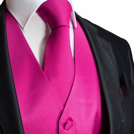 Men's Solid Hot Pink Suit Vest Set Vesuvio Napoli Vest - Paul Malone.com