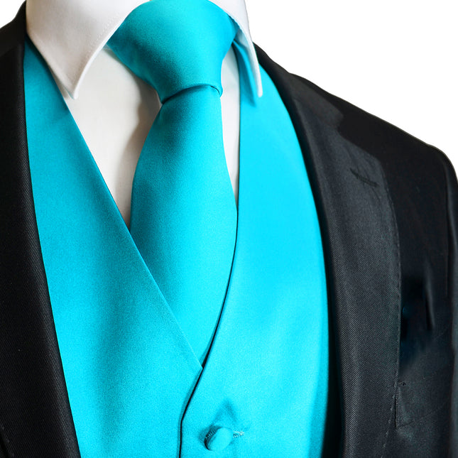 Men's Solid Turquoise Suit Vest Set Vesuvio Napoli Vest - Paul Malone.com