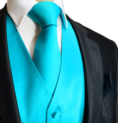 Men's Solid Turquoise Suit Vest Set Vesuvio Napoli Vest - Paul Malone.com