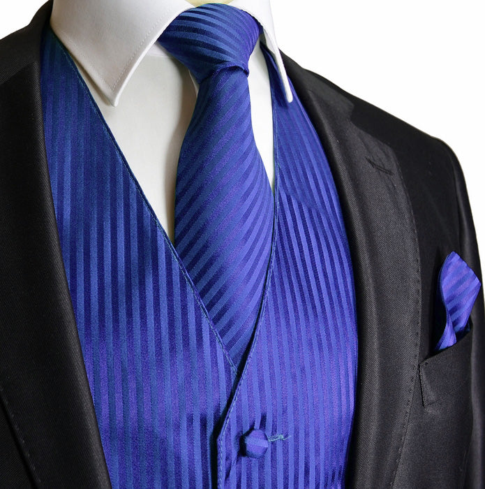 Men's Royal Blue Striped Vest and Tie 2XL / Blue Men's Royal Blue Striped Vest and Tie 2XL / Blue