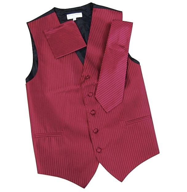Men's Burgundy Striped Vest and Tie Vesuvio Napoli Vest - Paul Malone.com