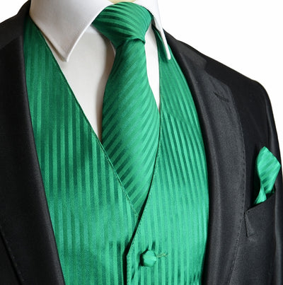 Men's Green Striped Vest and Tie Vesuvio Napoli Vest - Paul Malone.com