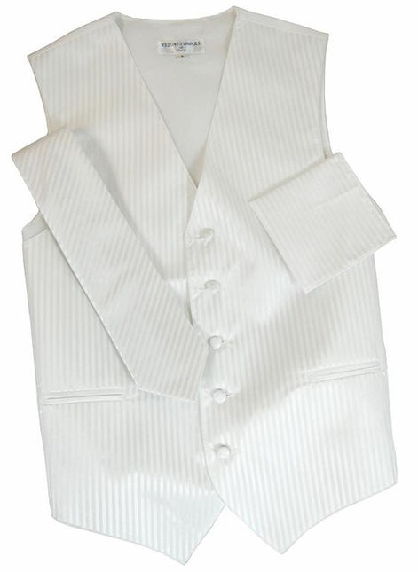 Men's White Striped Vest and Tie Vesuvio Napoli Vest - Paul Malone.com