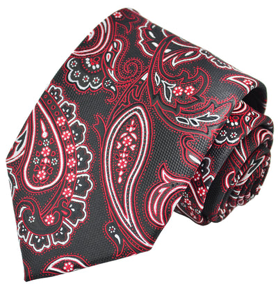 Baked Apple Red and Black Paisley 7-fold Silk Tie Set Verse9 Ties - Paul Malone.com