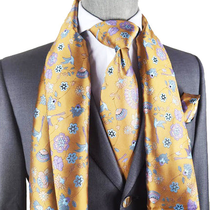 Buckthorn Brown Floral 100% Silk Tie, Scarf and Pocket Square Verse9 Scarves - Paul Malone.com