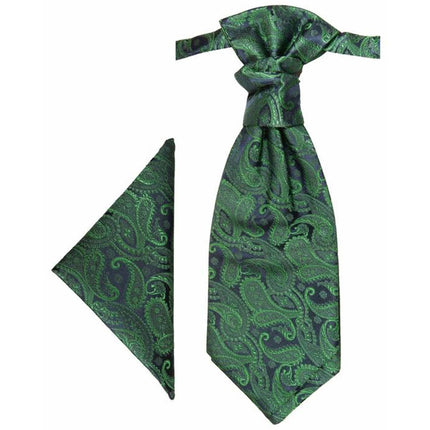 Emerald Green Paisley Cravat and Pocket Square Set Paul Malone Cravat - Paul Malone.com