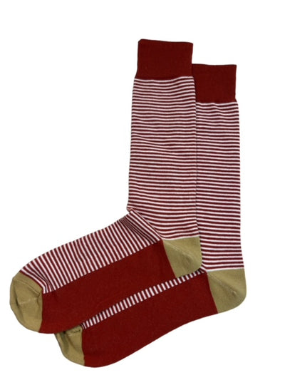 Rust Brown Striped Cotton Dress Socks By Paul Malone Paul Malone Socks - Paul Malone.com