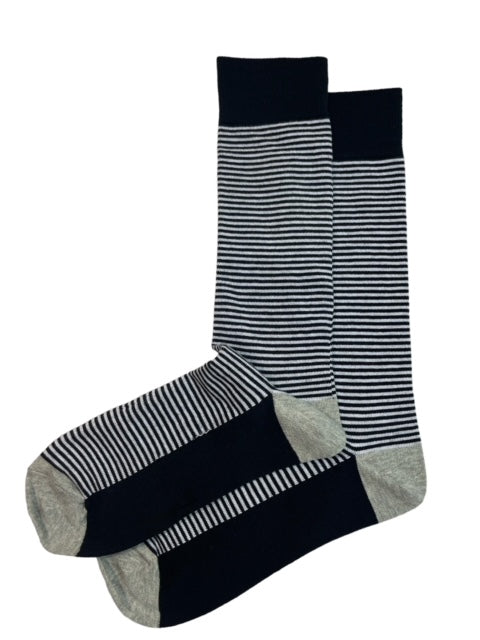 Black and White Striped Cotton Dress Socks By Paul Malone | Paul Malone