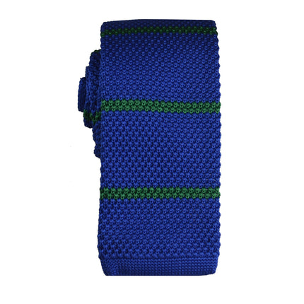 Blue and Green Striped Knit Tie Paul Malone Ties - Paul Malone.com