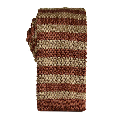 Maroon and Gold Striped Knit Tie Paul Malone Ties - Paul Malone.com