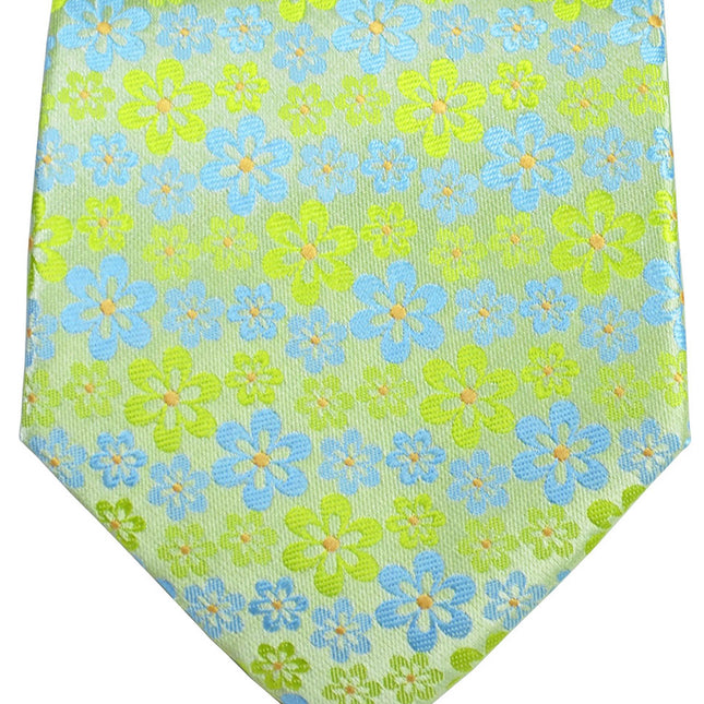 Lime Green and Blue Floral Men's Necktie Paul Malone Ties - Paul Malone.com