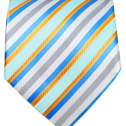Teal and Brown Striped Men's Tie and Pocket Square Paul Malone Ties - Paul Malone.com