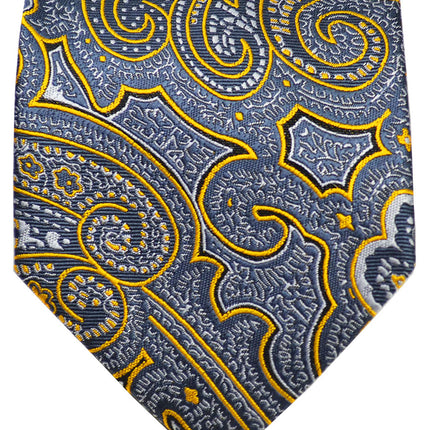 Grey and Gold Paisley Men's Necktie Paul Malone Ties - Paul Malone.com