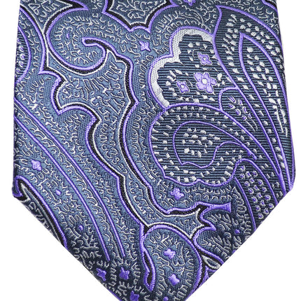 Purple and Grey Paisley Men's Necktie Paul Malone Ties - Paul Malone.com