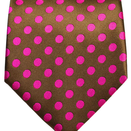 Brown and Hot Pink Polka Dot Men's Necktie Paul Malone Ties - Paul Malone.com