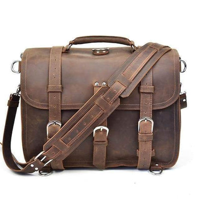 The Gustav Messenger Bag | Large Capacity Vintage Leather Messenger Bag STEEL HORSE LEATHER Bags - Paul Malone.com