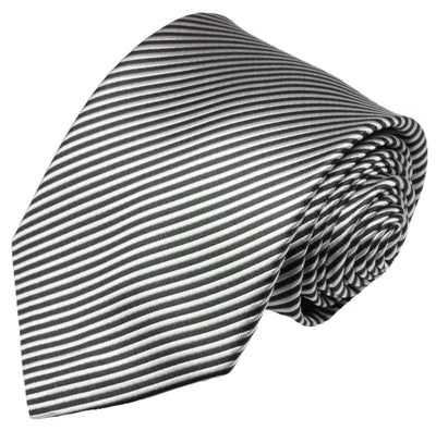 Classic Black and Silver Striped Necktie Paul Malone Ties - Paul Malone.com