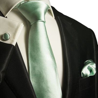 Extra Long Solid Mint Silk Necktie Set By Paul Malone Paul Malone Ties - Paul Malone.com