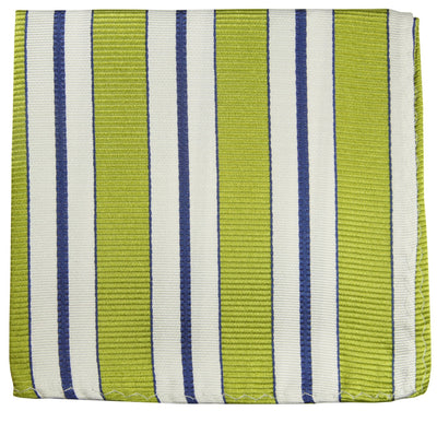 Green, White and Navy Striped Silk Pocket Square Paul Malone  - Paul Malone.com