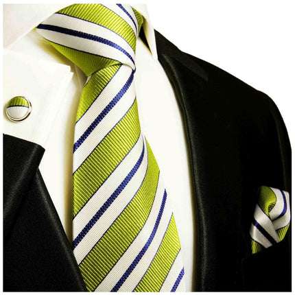 Necktie in Green, White and Navy Blue Paul Malone Ties - Paul Malone.com