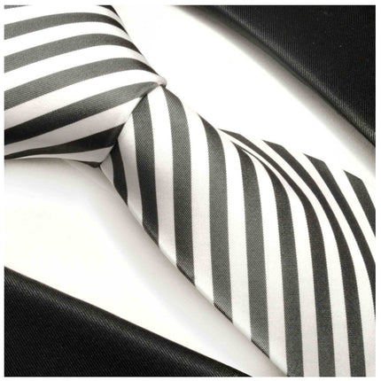 Charcoal and White Striped Necktie Paul Malone Ties - Paul Malone.com