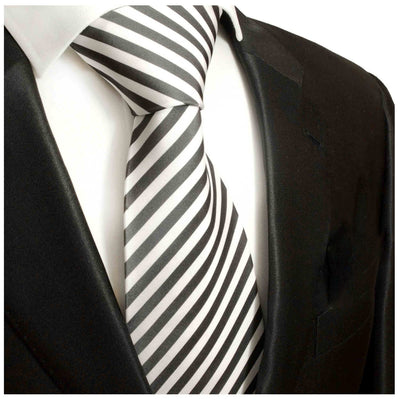 Charcoal and White Silk Necktie by Paul Malone Paul Malone Ties - Paul Malone.com