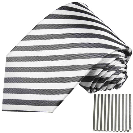 Charcoal and White Striped Necktie Paul Malone Ties - Paul Malone.com