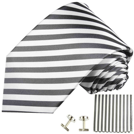 Charcoal and White Striped Necktie Paul Malone Ties - Paul Malone.com
