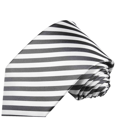 Charcoal and White Striped Necktie Paul Malone Ties - Paul Malone.com