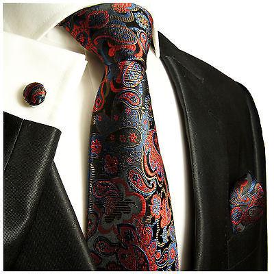 Navy and Red Paisley Silk Necktie Set by Paul Malone Paul Malone Ties - Paul Malone.com