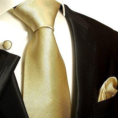 Solid Tan Silk Tie and Accessories | Paul Malone