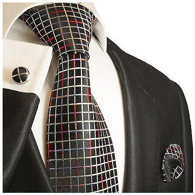 Black Squared Slim Silk Necktie Set by Paul Malone Paul Malone Ties - Paul Malone.com
