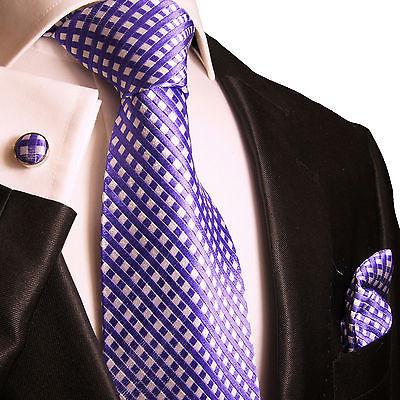 Silk Necktie Set by Paul Malone . Purple and White Paul Malone Ties - Paul Malone.com