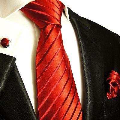 Red Striped Silk Tie with matching Accessories Paul Malone Ties - Paul Malone.com
