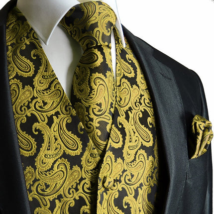 Elegant Green and Black Paisley Tuxedo Vest Set Brand Q Vest - Paul Malone.com