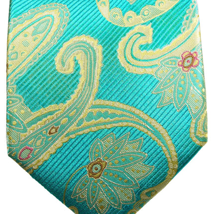 Angel Blue and Gold Paisley Silk Necktie Set By Paul Malone Paul Malone Ties - Paul Malone.com