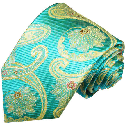 Angel Blue and Gold Paisley Silk Necktie Set By Paul Malone Paul Malone Ties - Paul Malone.com