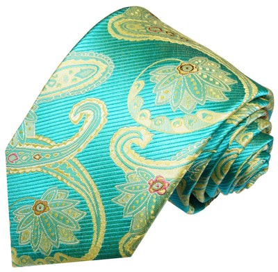 Angel Blue and Gold Paisley Silk Necktie Set By Paul Malone Paul Malone Ties - Paul Malone.com