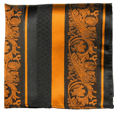 Fire Orange and Black Silk Pocket Square Paul Malone Pocket Square - Paul Malone.com